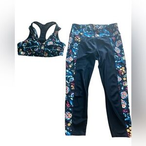 Joy Lab Athletic Floral‎ Sports Bra and Leggings Set - L/XL